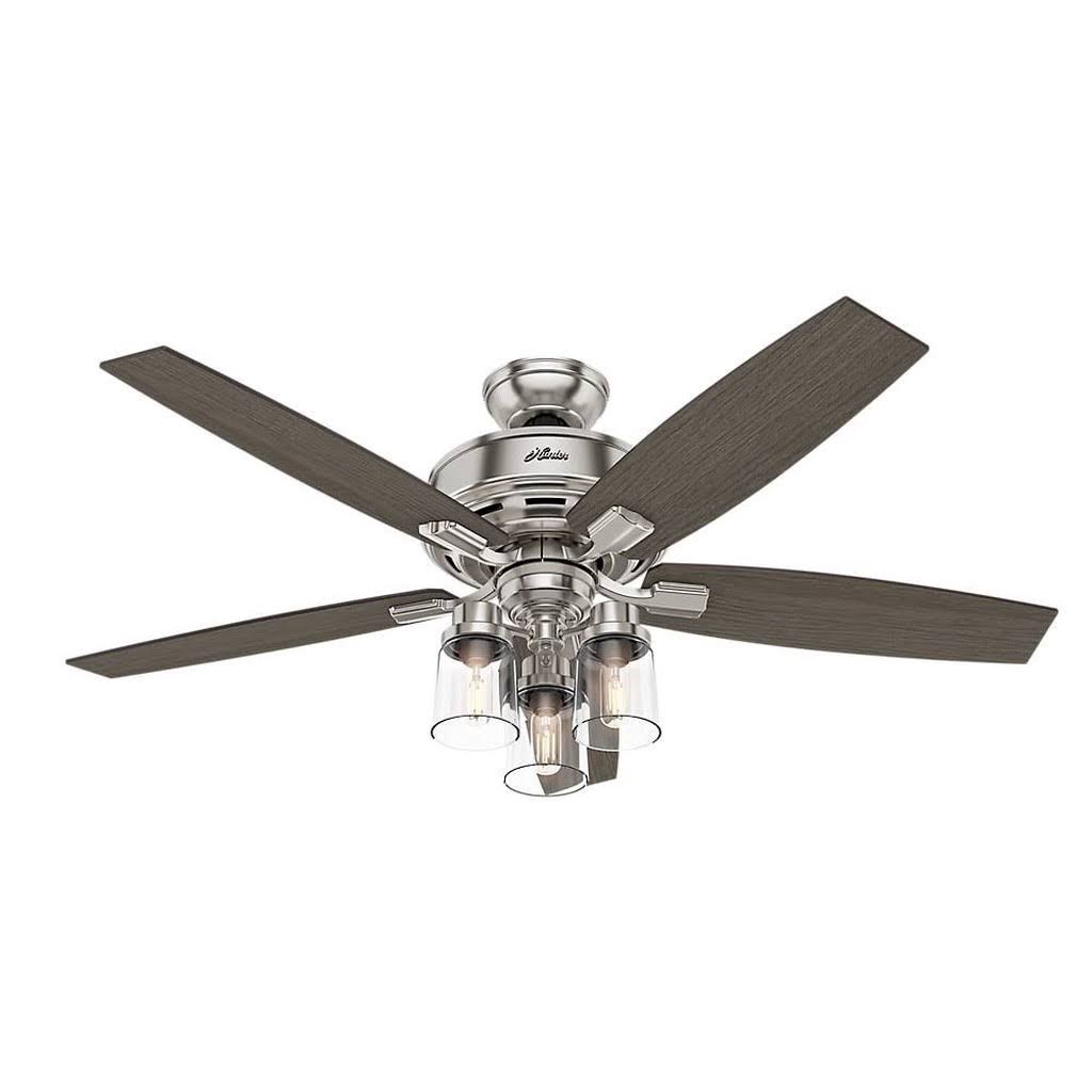 Hunter 52 inch Bennett Matte White Ceiling Fan with Light Kit and Remote 50281