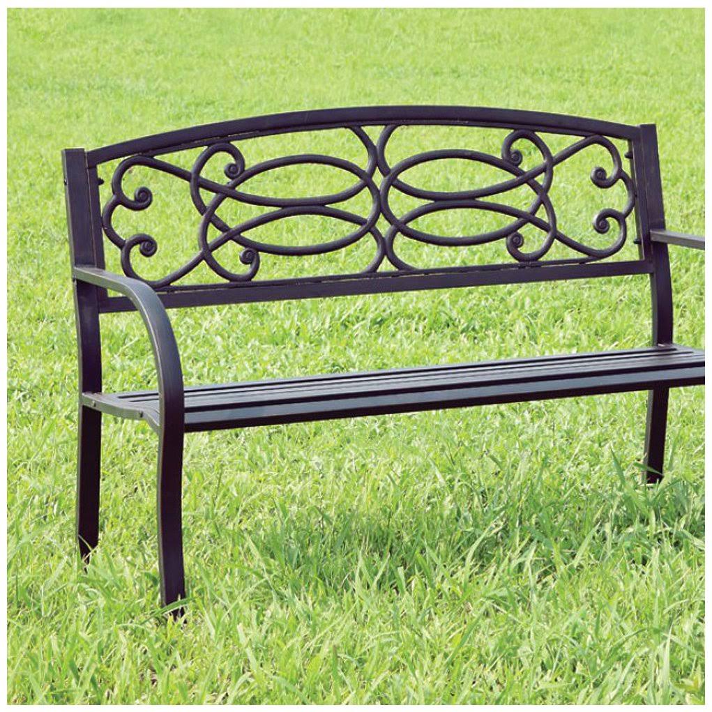 Benzara - Potter Armrests Patio Bench, Black