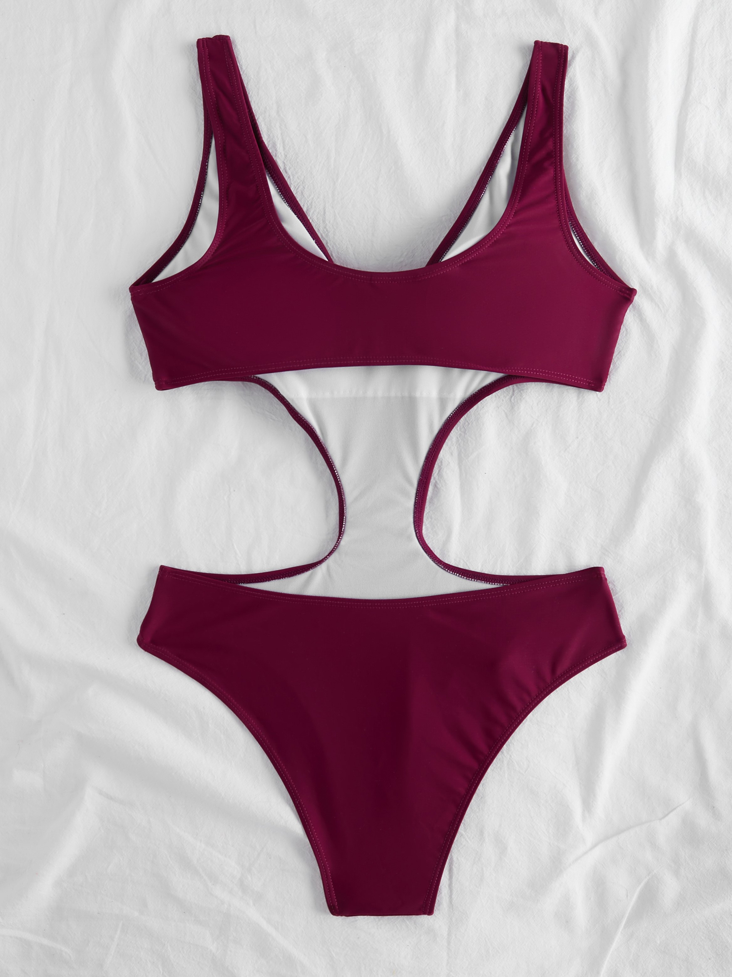 Solid Side Cut Out One-Piece Swimsuit
