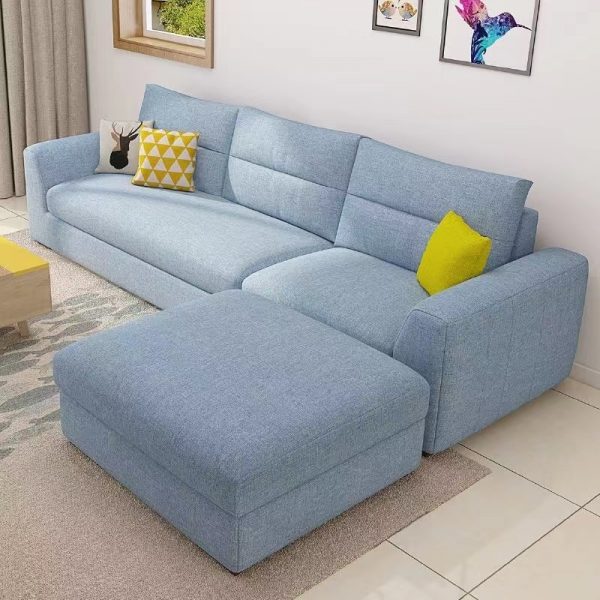Fabric sofa three-person corner removable and washable combination set