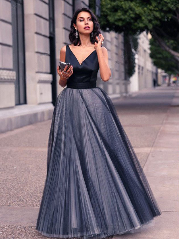 Dress V-neck sleeveless Dress Waist Long skirt