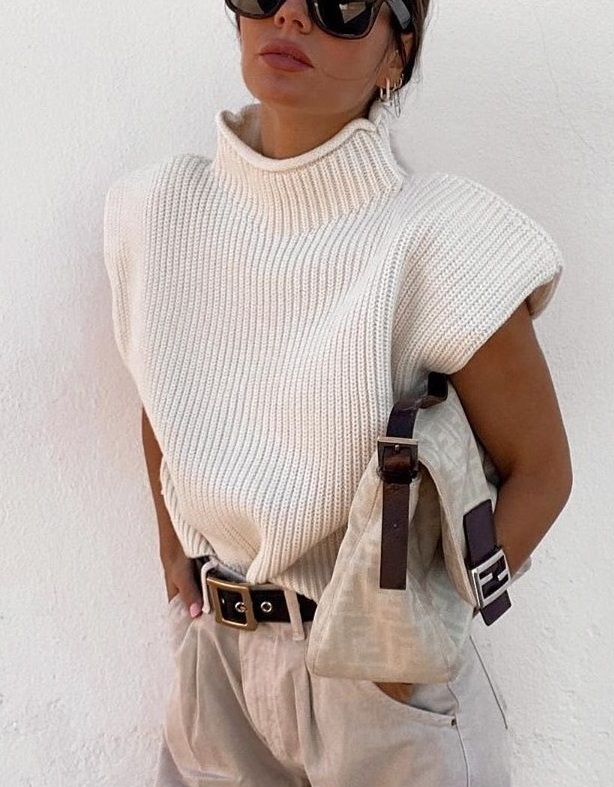 Autumn Turtleneck Cap Sleeve Loose Sweater