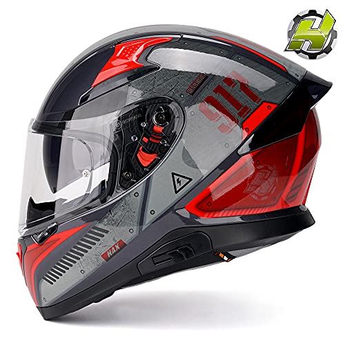 Full Face Motorcycle Helmet w/ Dual Rear Wing for Adult / Medium