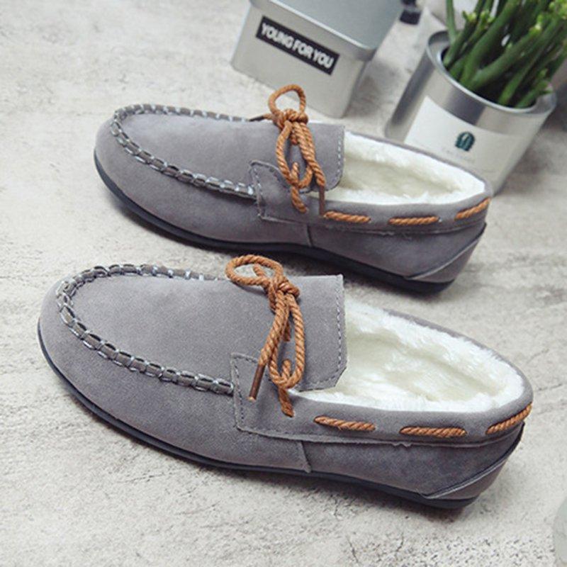 Women Flocking Bowknot Comfy Slip-On Loafers