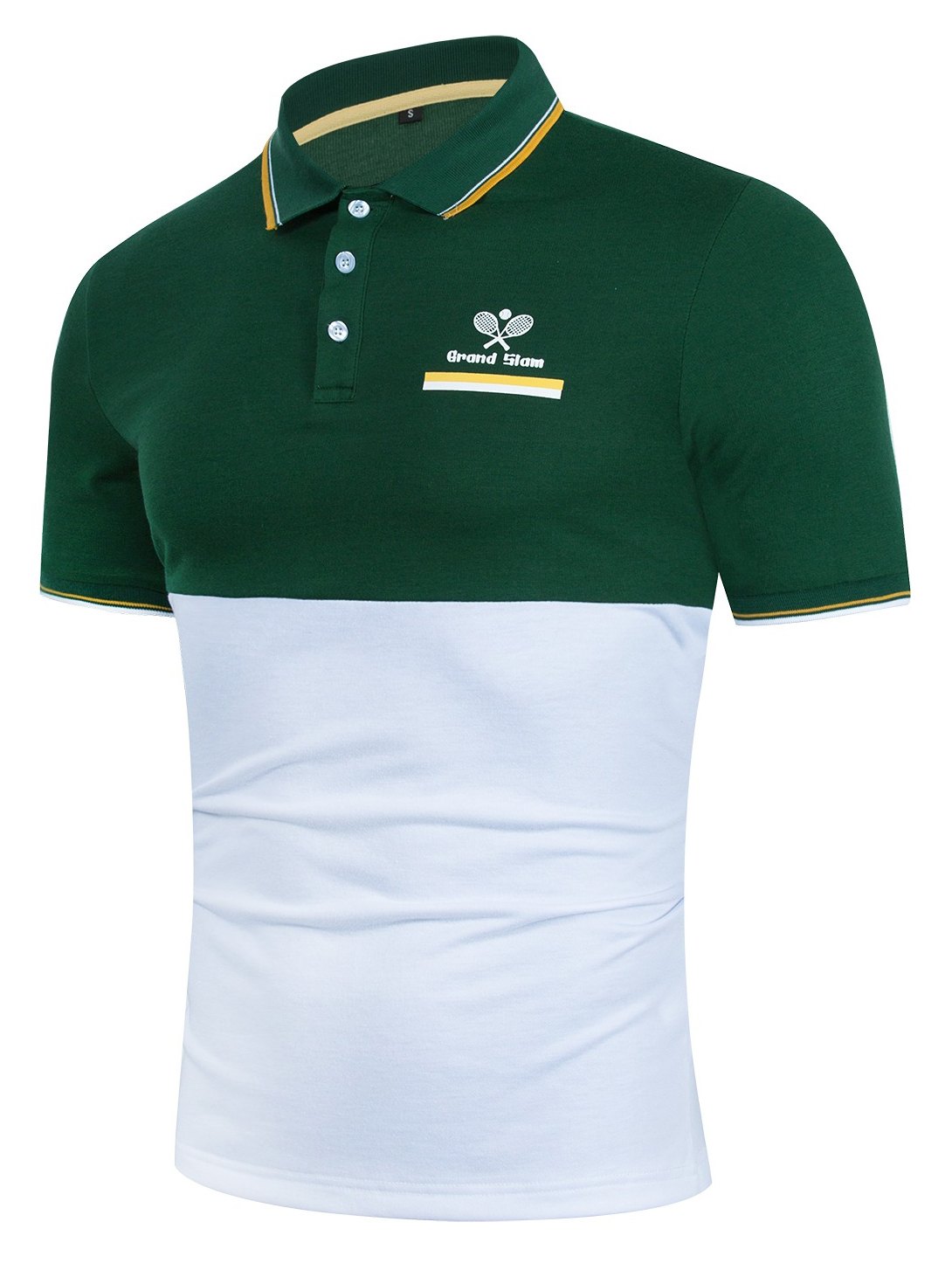 Men's patchwork printed polo shirt