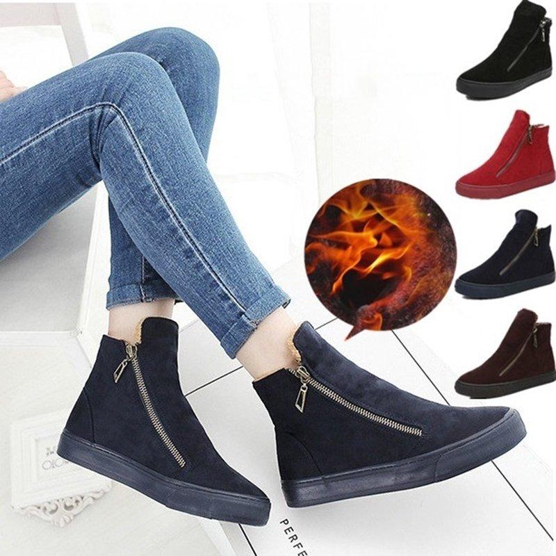 Womens Flat Heel Zipper Daily Snow Boots