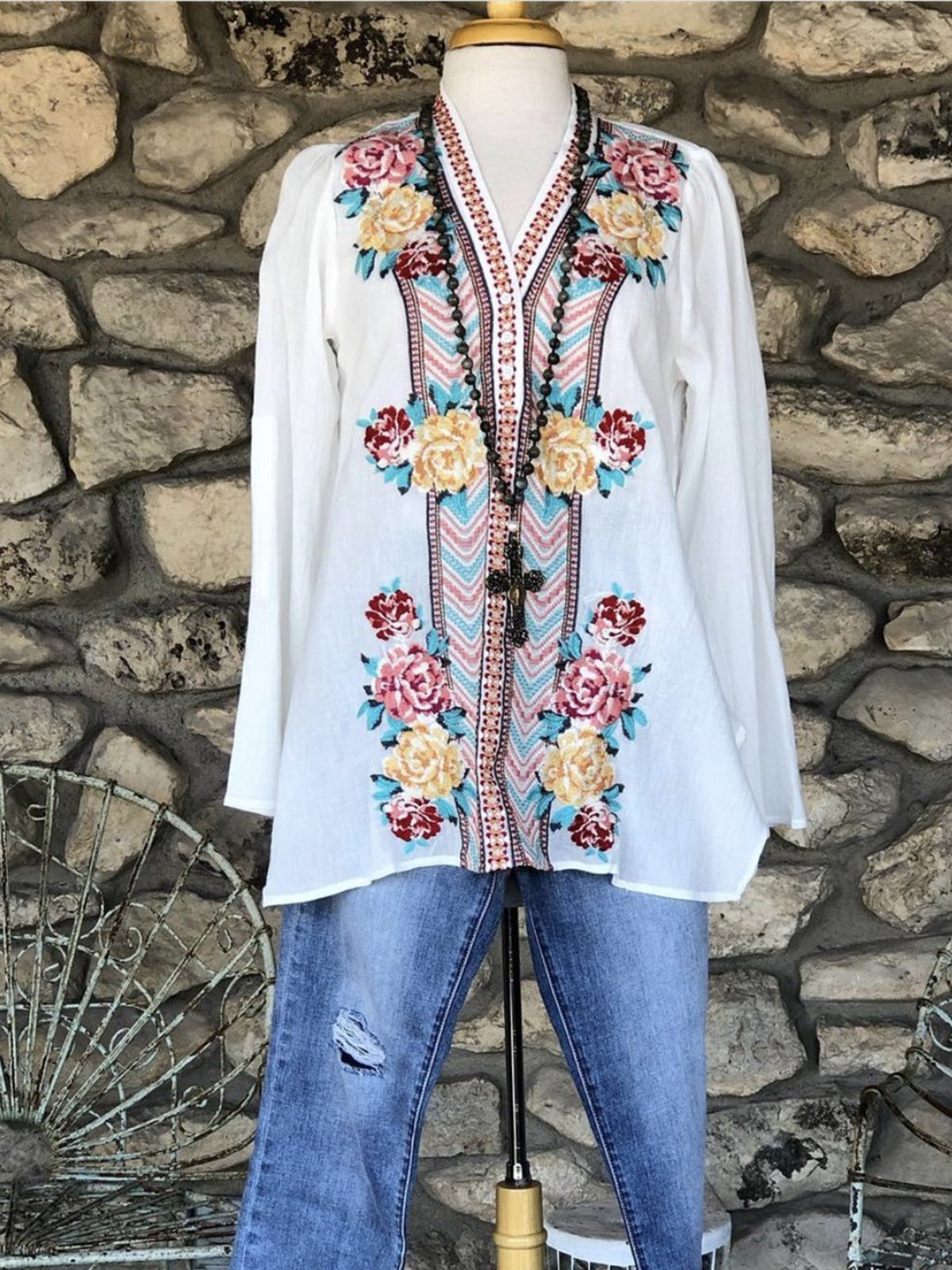 Vintage Shift Floral-Print Shirts & Tops