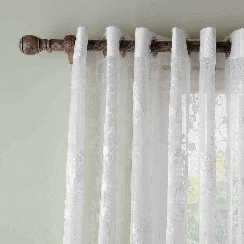 Premium Embroidery Grommet White Sheer Curtain ISLA