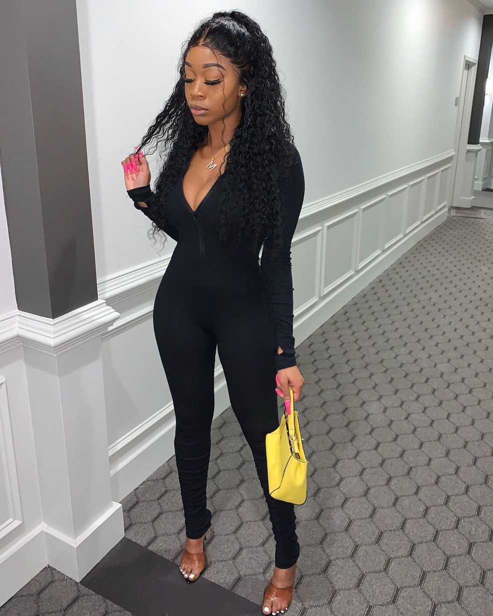 Autumn Sports Fitness Turtleneck Plain Stacked Jumpsuit