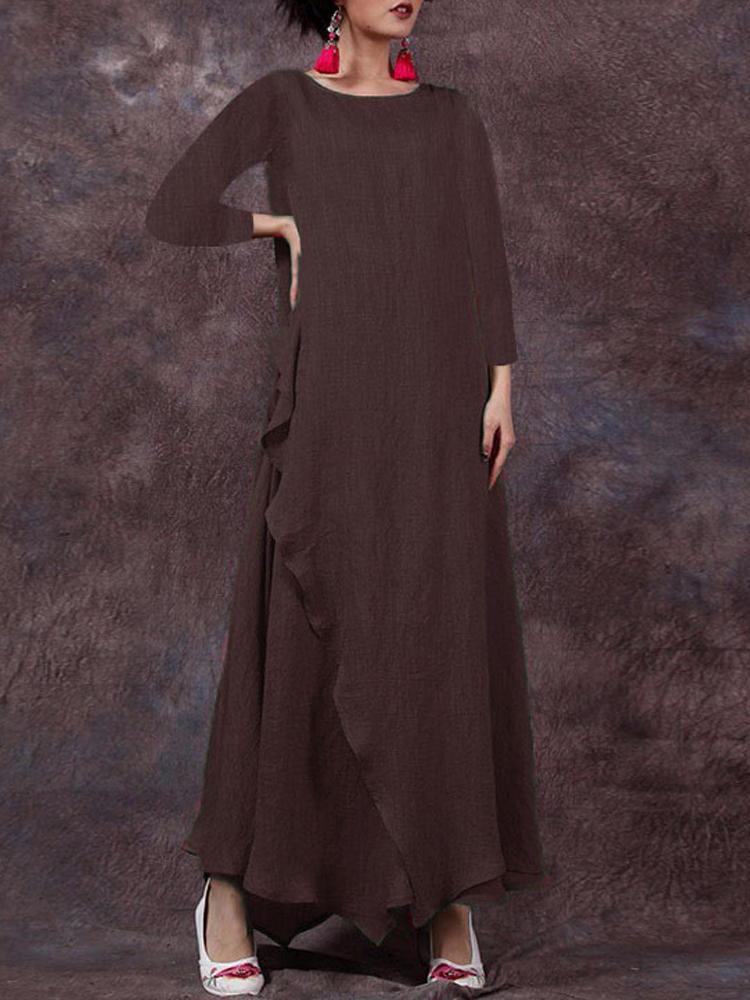 Casual A-Line Linen Maxi Dresses