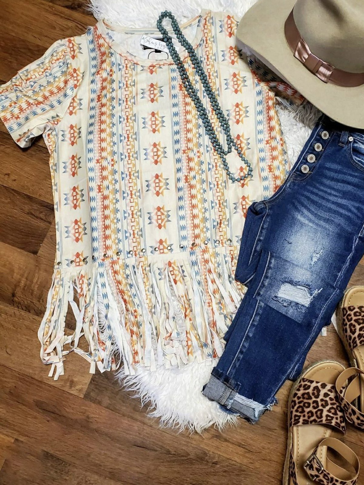 Crew Neck Geometric Short Sleeve Floral-Print Shirts & Tops