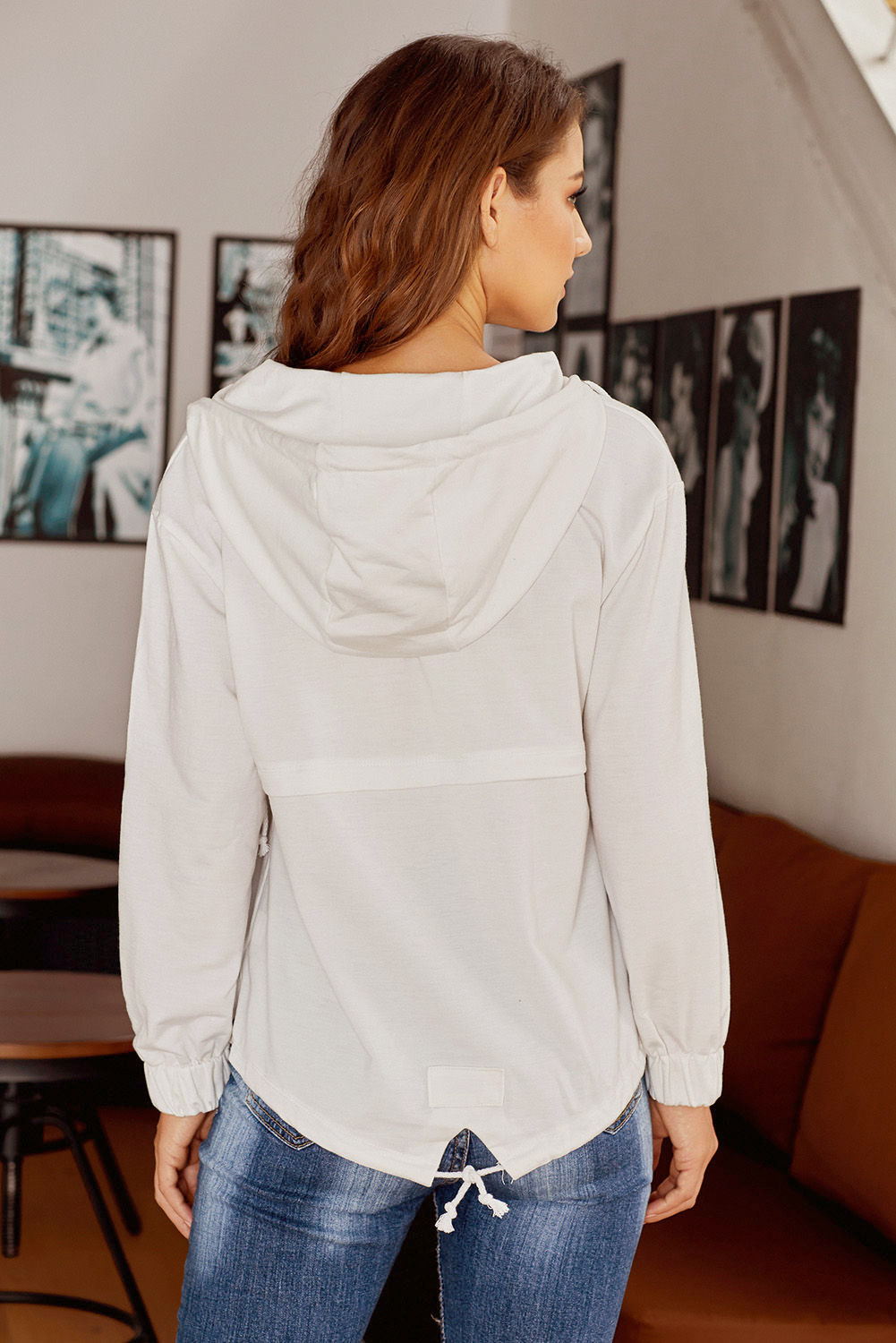 White Alpine Drawstring Hoodie