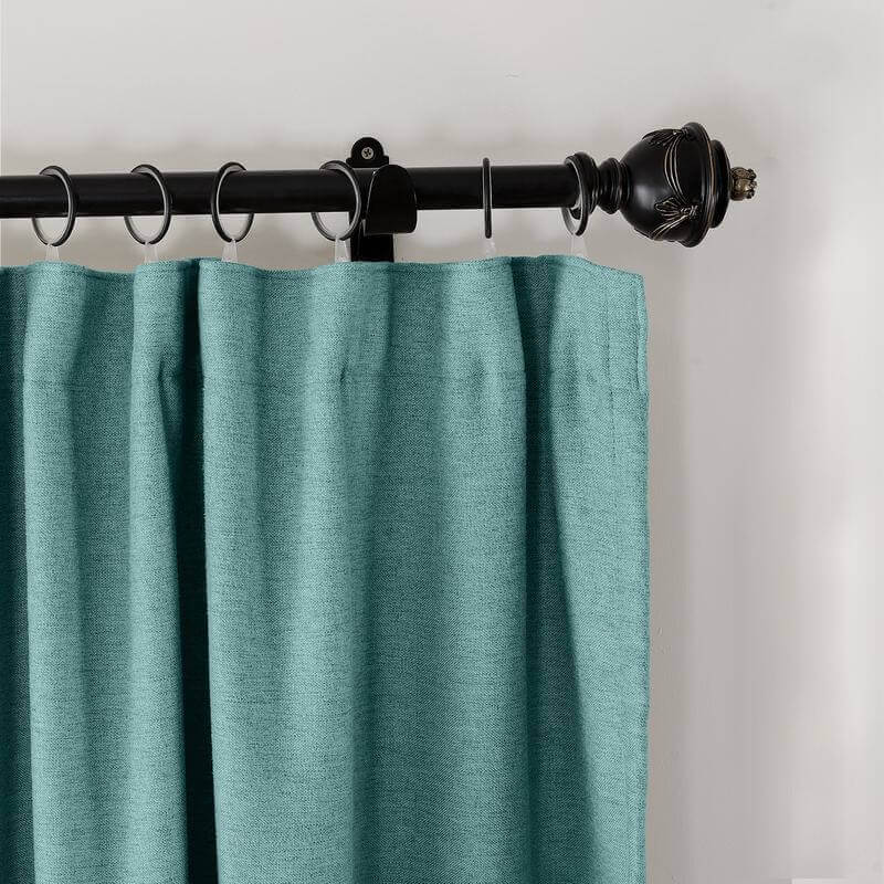 Flat Hook Heavyweight Faux Linen Curtain For Traverse Rod Ring Clip or Track Olive