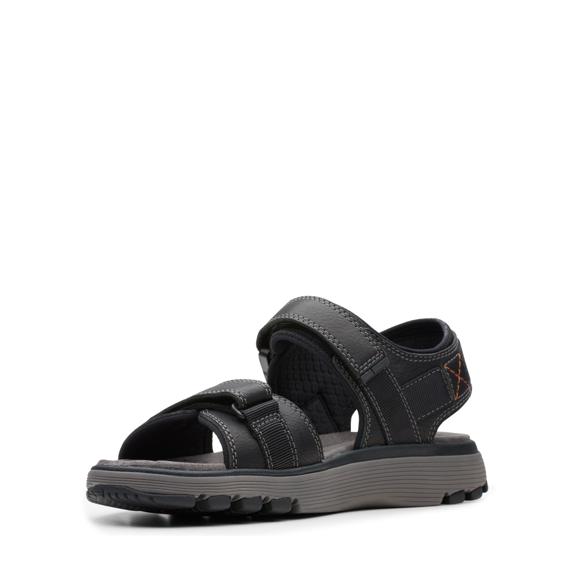 Men Sandals Un Trek Part Black Leather