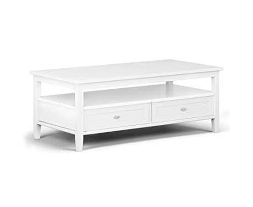 SIMPLIHOME Solid WOOD 48 inch Wide Rectangle Transitional Coffee Table