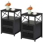 Modern Nightstands w/ Flip Drawers for Living Room, Bedroom & Lounge/Set of 2
