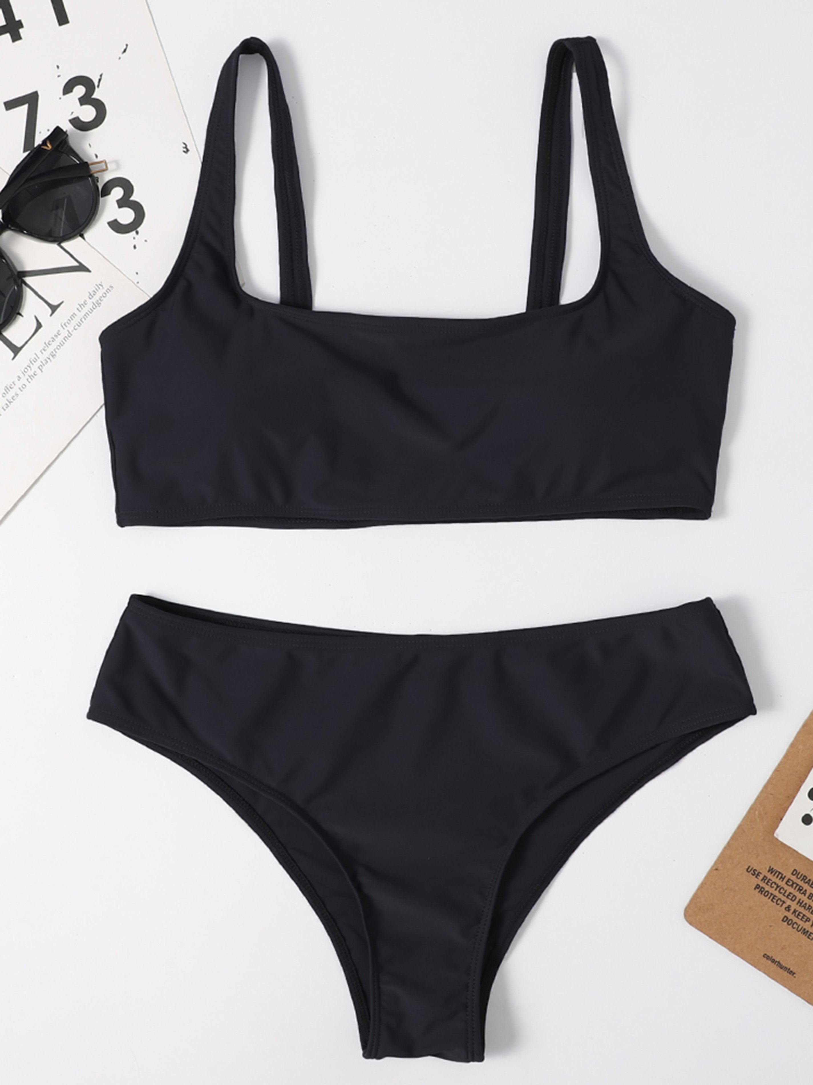 Simple Solid High Rise Bikini