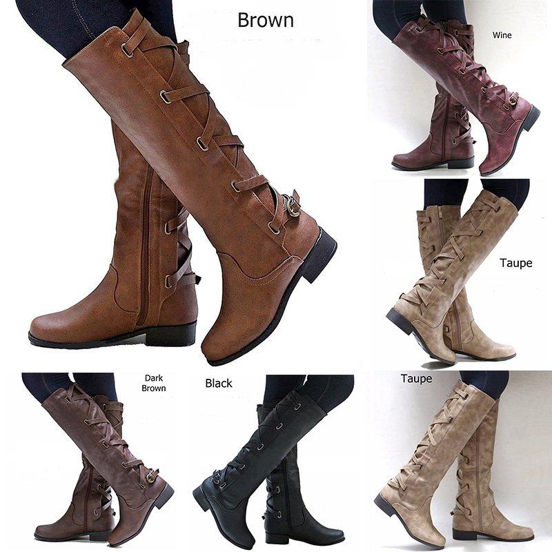 Black PU Chunky Heel Zipper Casual Winter Boots