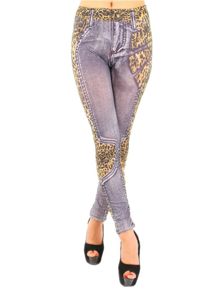 Patchwork Leopard Print Casual Knitted Paneled Pants