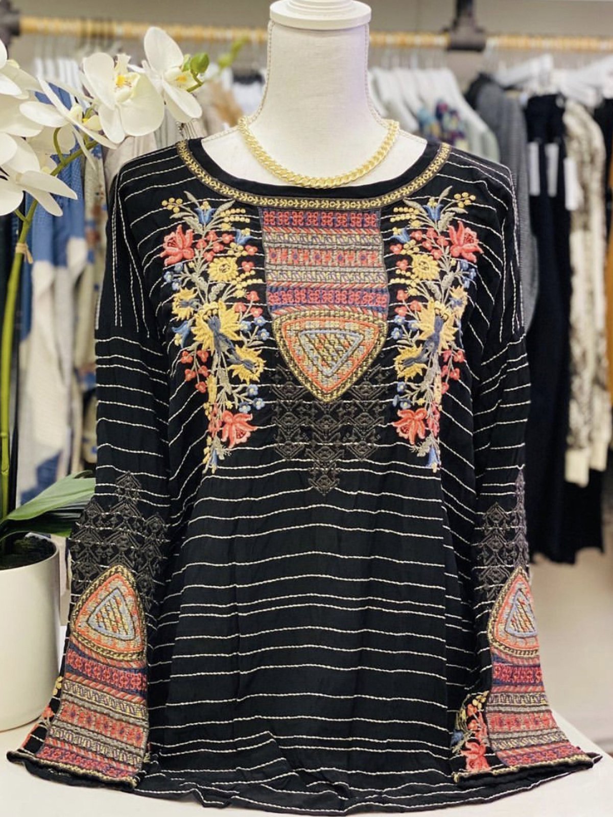 Boho Simple & Basic Floral Long Sleeve Shirts & Tops