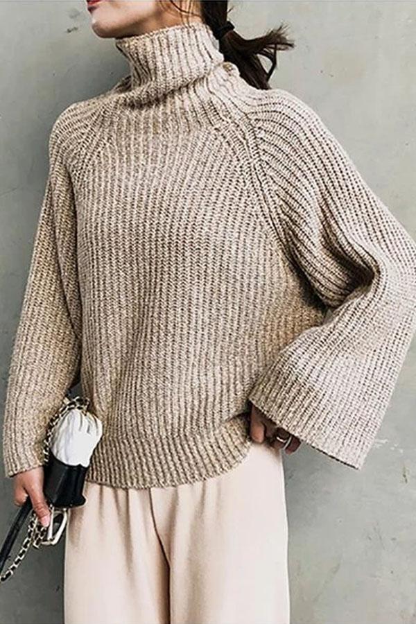 Solid color retro loose turtleneck sweater