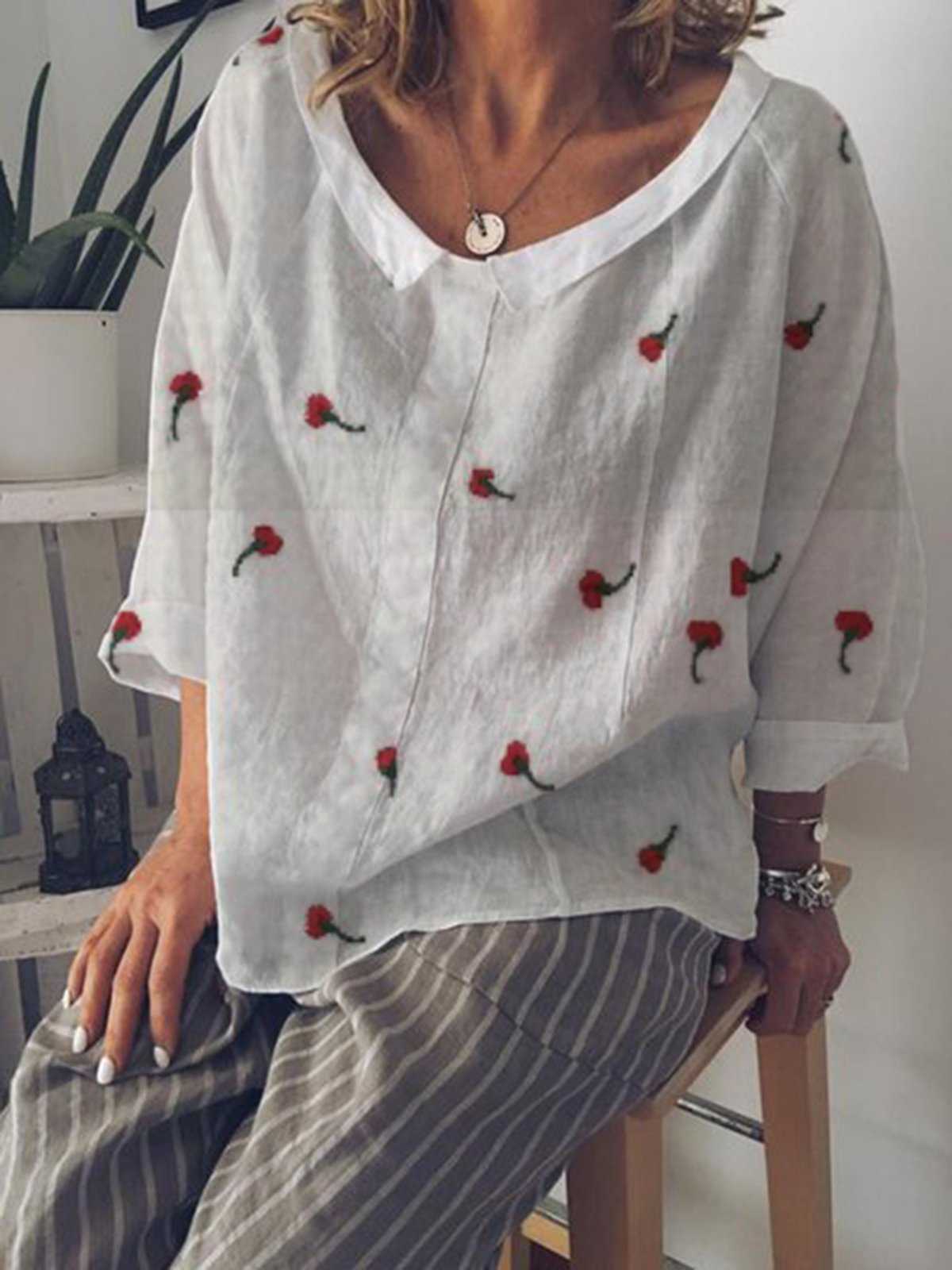 V Neck Long Sleeve Shirts & Tops