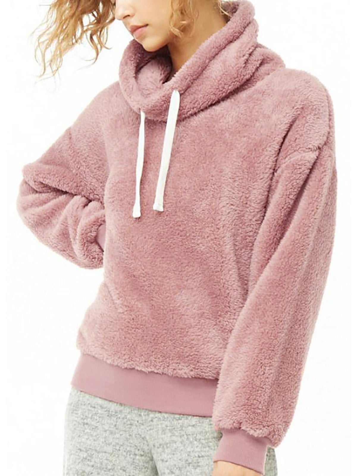 Solid Turtle Neck Casual Plain Hoodies