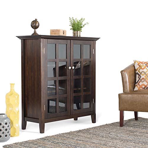 Acadian SOLID WOOD Storage Cabinet with 2 Tempered Glass Doors / 39 inch