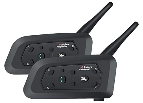 Motorcycle Bluetooth Headset EJEAS V6 2-Way 1200M Intercom /6 Riders / 2 Pack