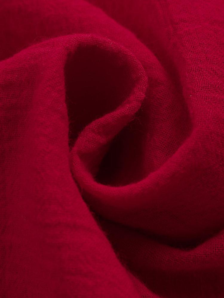 Solid Round Neck Cotton Casual Casual Tops