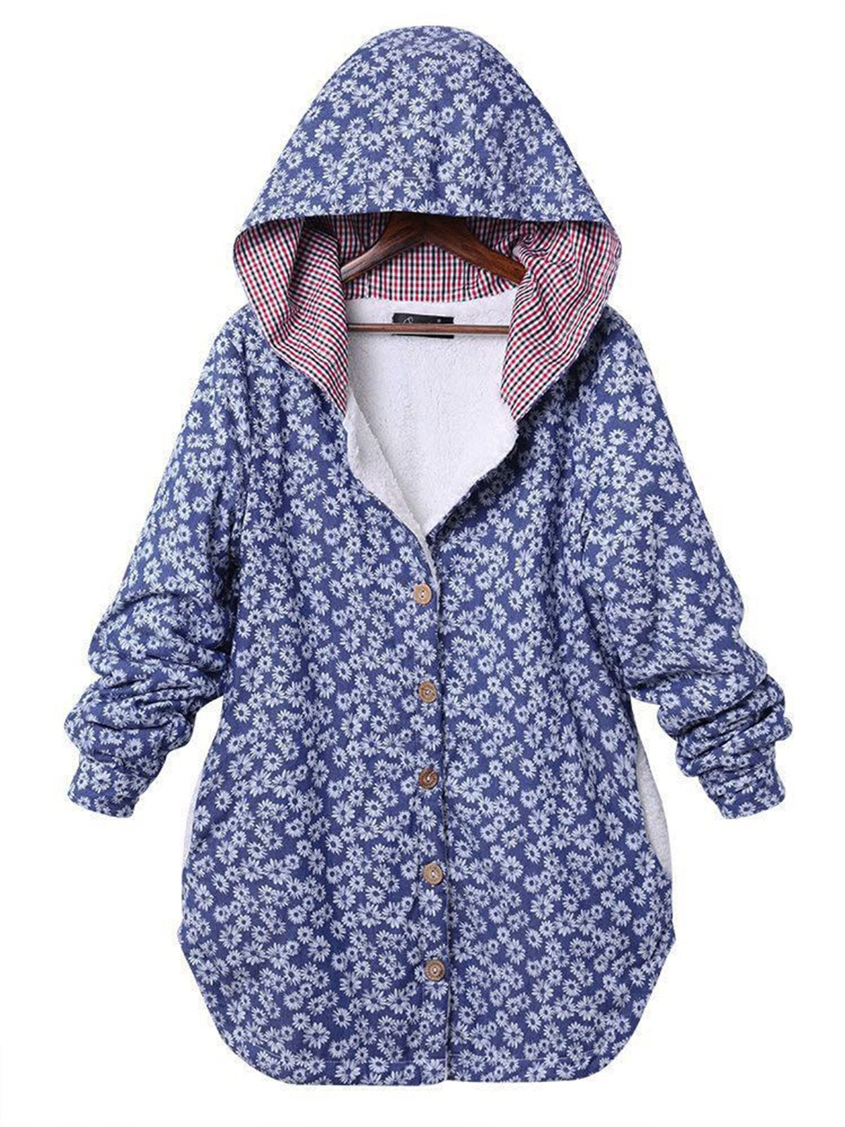Daisy Printed Hoodie Coat