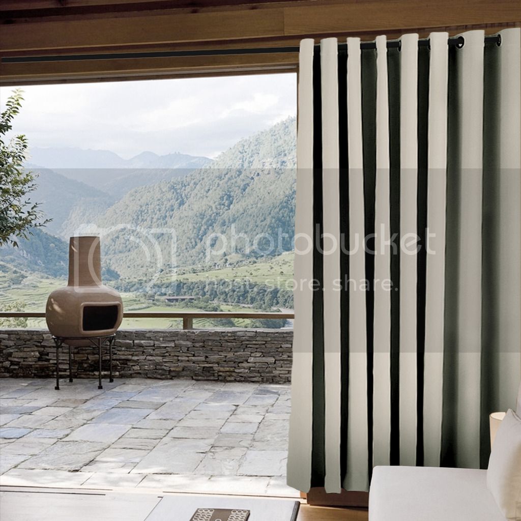 ChadMade Outdoor Curtain Antique Bronze Grommet Eyelet Beige 100  W x 84  L  For Front Porch, Pergola, Cabana, Covered Patio, Gazebo, Dock, and Beach Home (1 Panel).