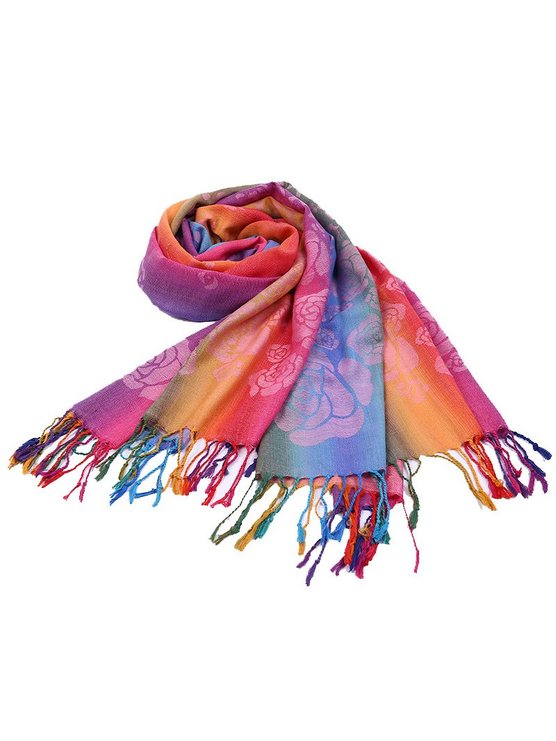 Red Vintage Cotton-Blend Scarves & Shawls