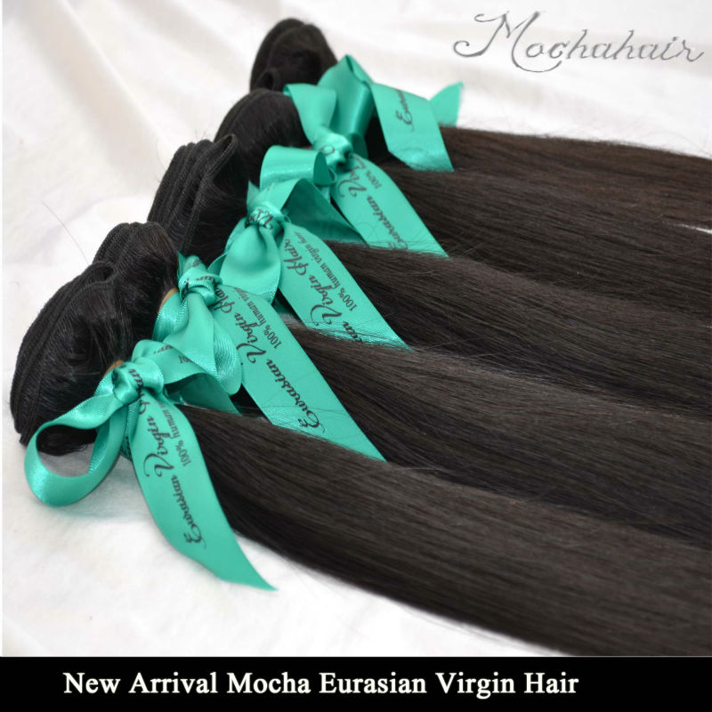8A Grade Mix 4pcs/lot  New Arrival Mocha Hair Virgin Eurasian Hair, Straight Hair Extensions Remy Ha