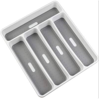 Rebrilliant Silverware Tray for Drawer, Plastic Cutlery Tray Kitchen Drawer Organizer, 5 Compartment Flatware Cutlery Organizer,