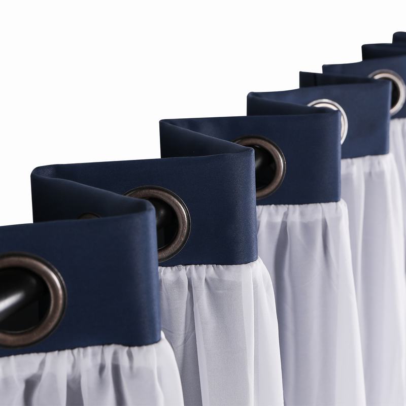 Layered Curtain Mix & Match Elegance White Crushed Voile x Blackout Curtain Grommet Panel ELI