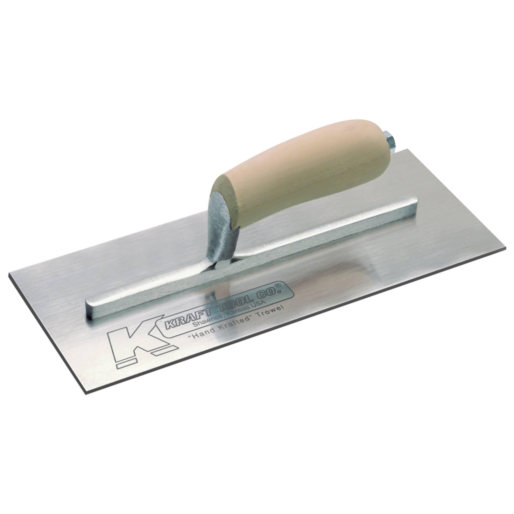 Kraft Tool Company PL574, 14x22 x 5x22 Swedish Stainless Steel Finish Trowel with Wood Handle