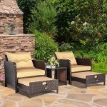 Patio Furniture Sets 5 Piece, Outdoor Wicker Patio Furniture Set, PE Rattan Patio Furniture, Porch Furniture Set, Deck Furniture with Ottoman