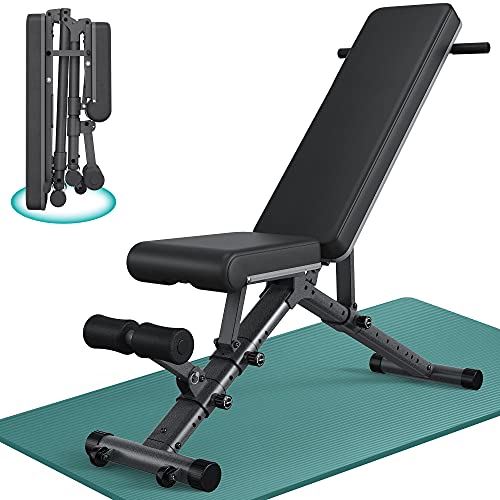 BARWING Adjustable Bench- 800lbs Folding Weight Bench 5-in-1 Strength Training Workout Bench Press for Weight Lifting with Dragon Flag