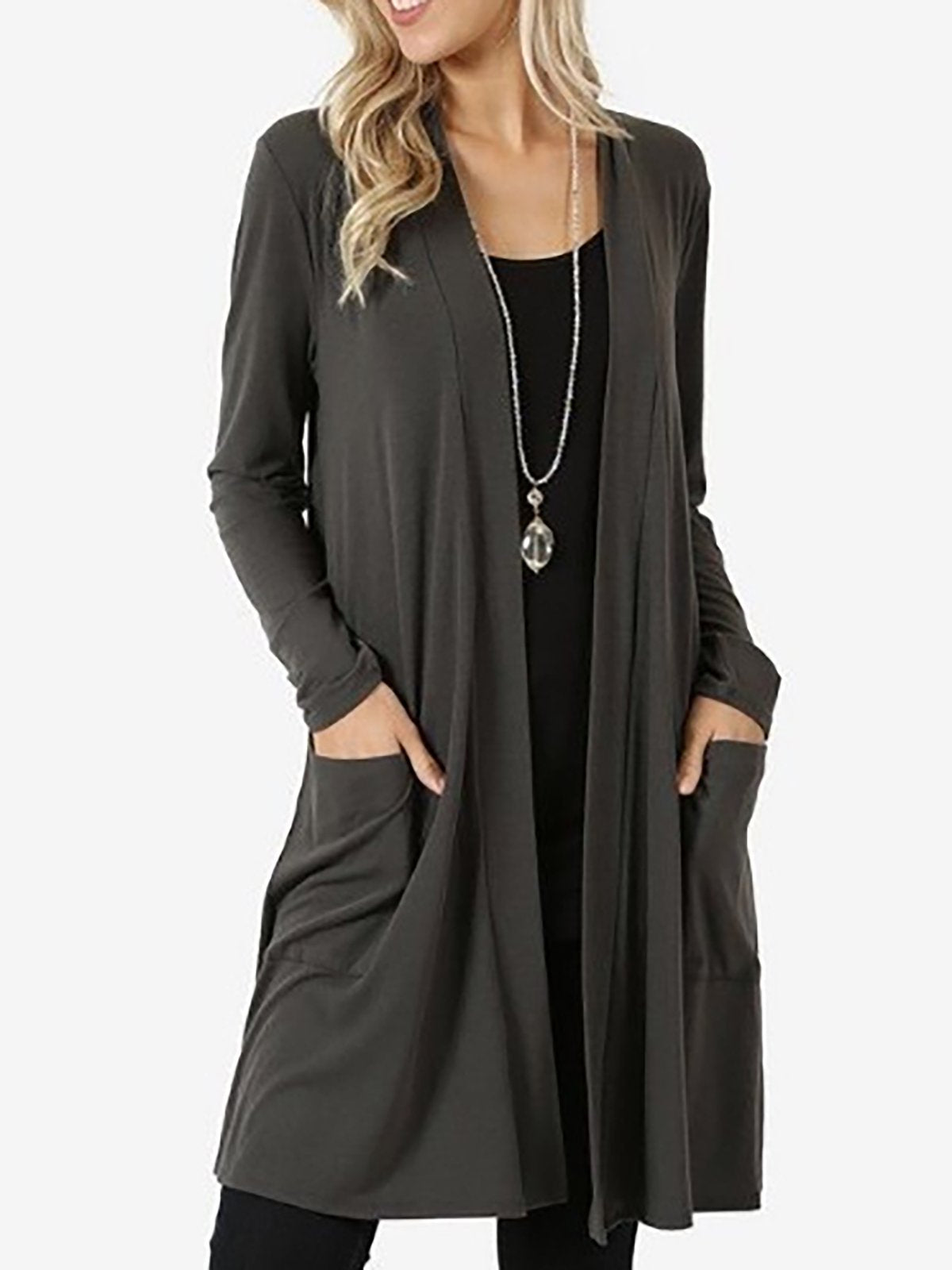 Solid Long Sleeve Basic Cardigan