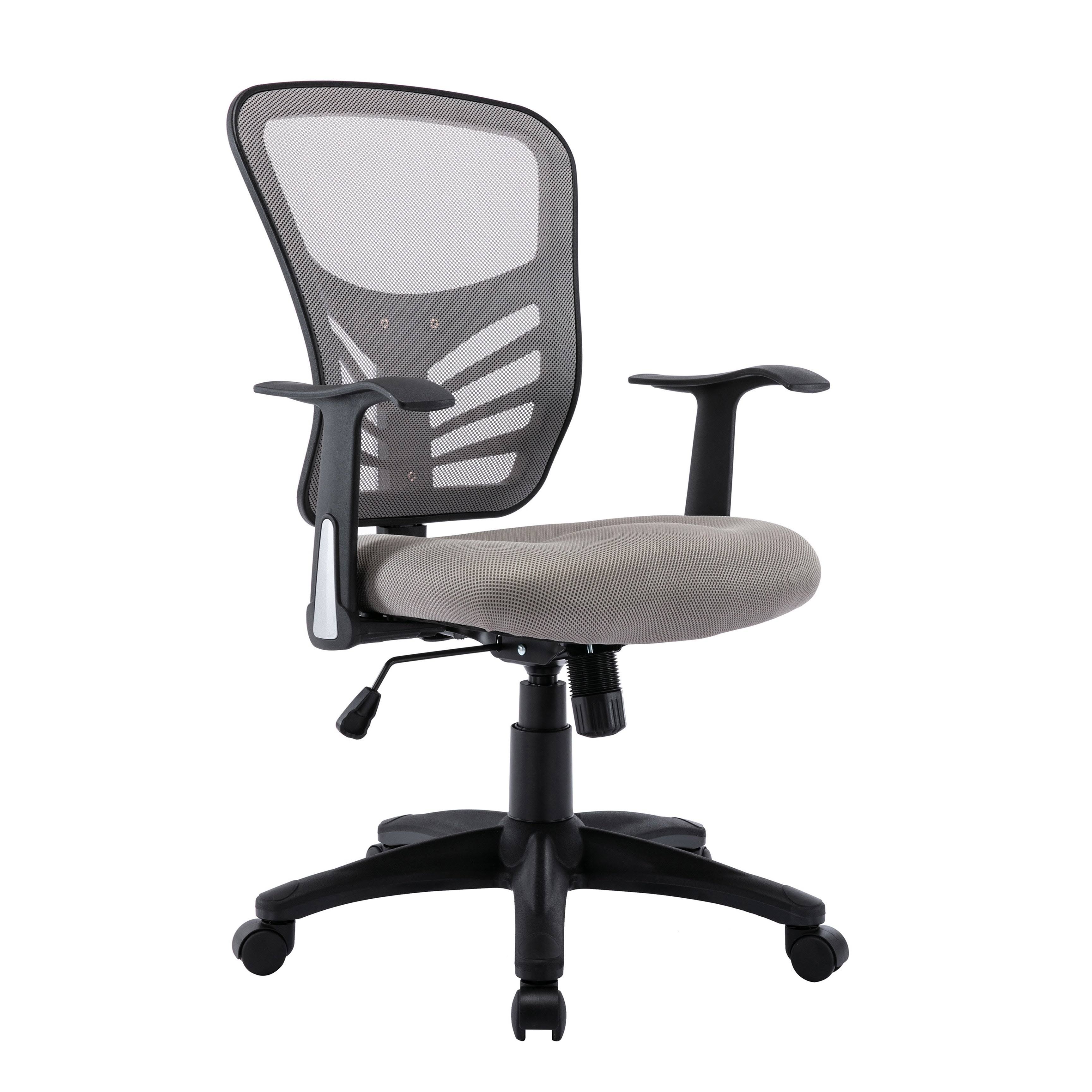Porthos Home Yael Swivel Office Chair, Mesh BACK, Height Adjustable Seat - Grey