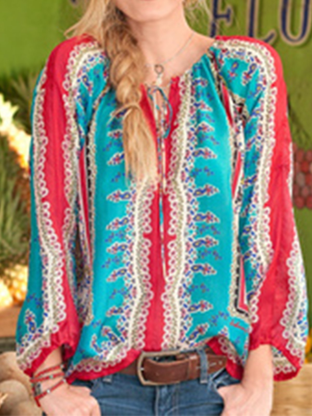 Shift Vintage Geometric Long Sleeve Shirts & Tops