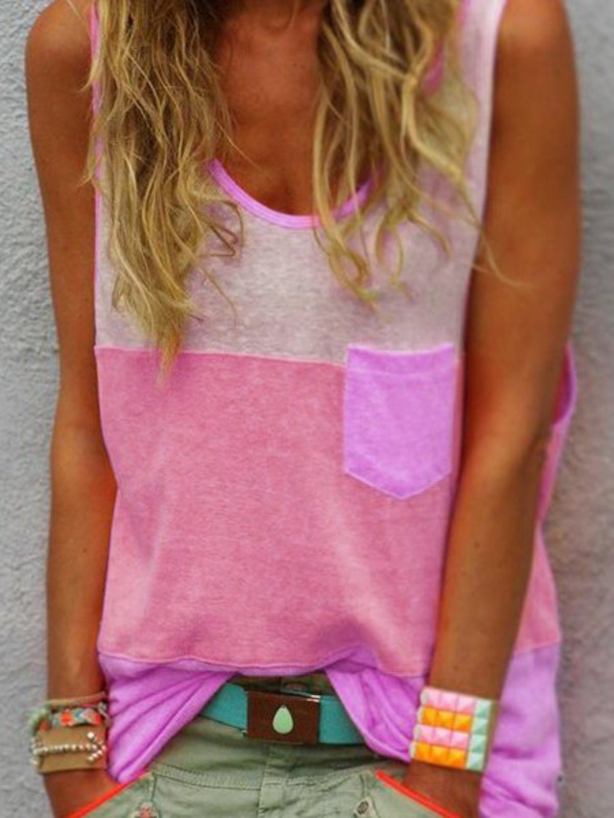 Sleeveless Cotton V Neck Printed/dyed Shirts & Tops