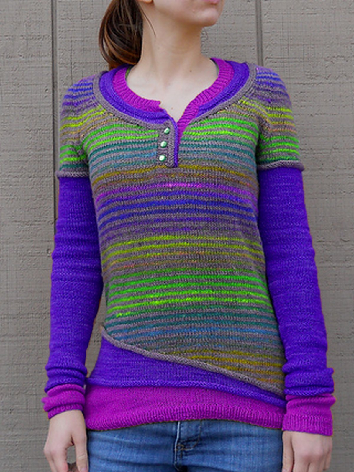 Red Striped Crew Neck Casual Women's Sweaters