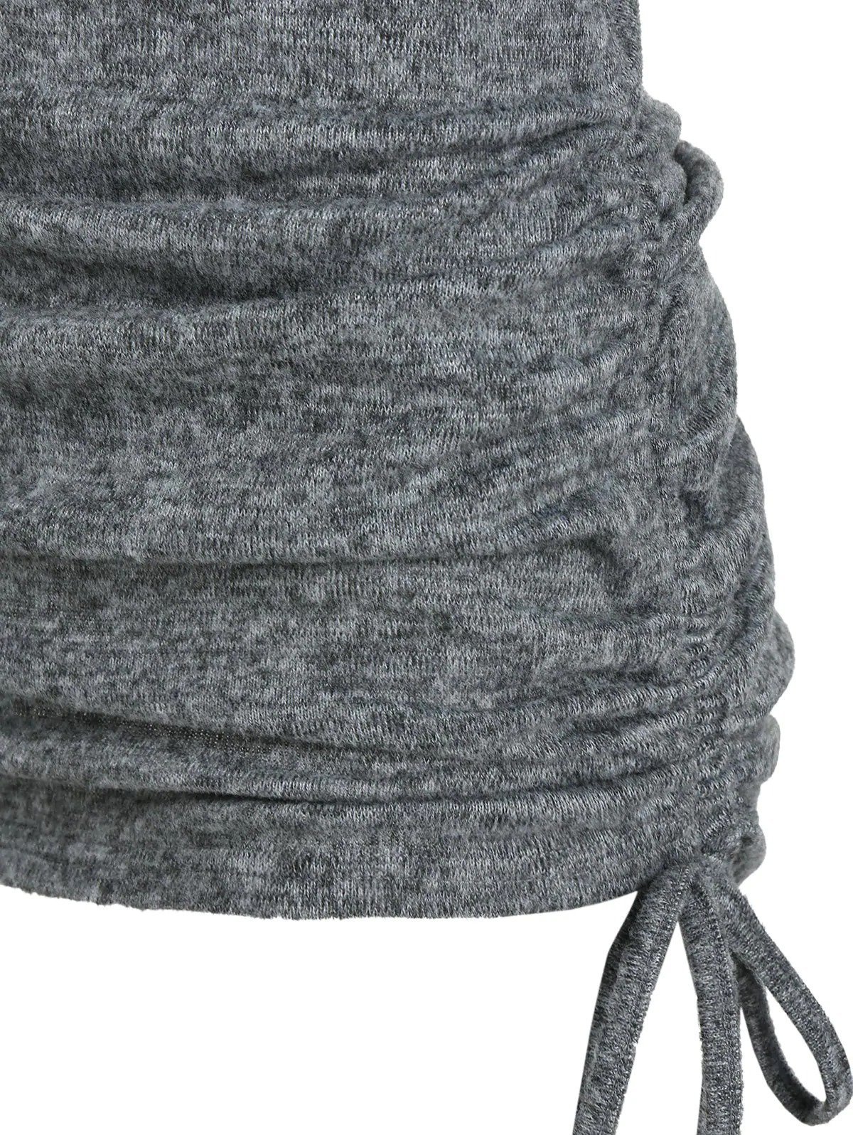 Deep Gray Shift Cowl Neck Casual Sweatshirt