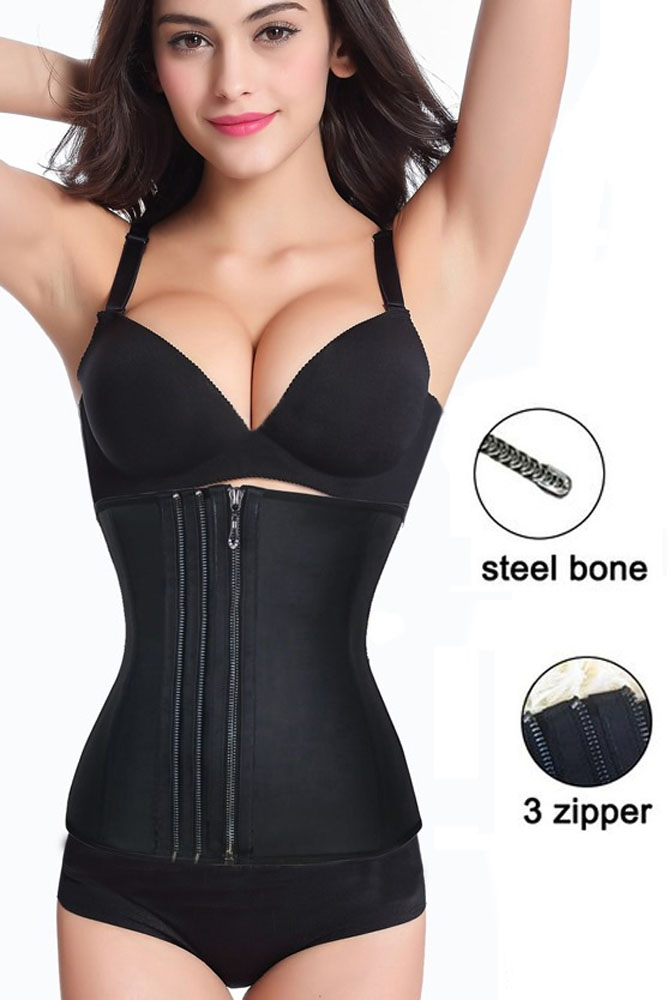 9 Steel Bones Triple zipper Rubber Waist Trainner