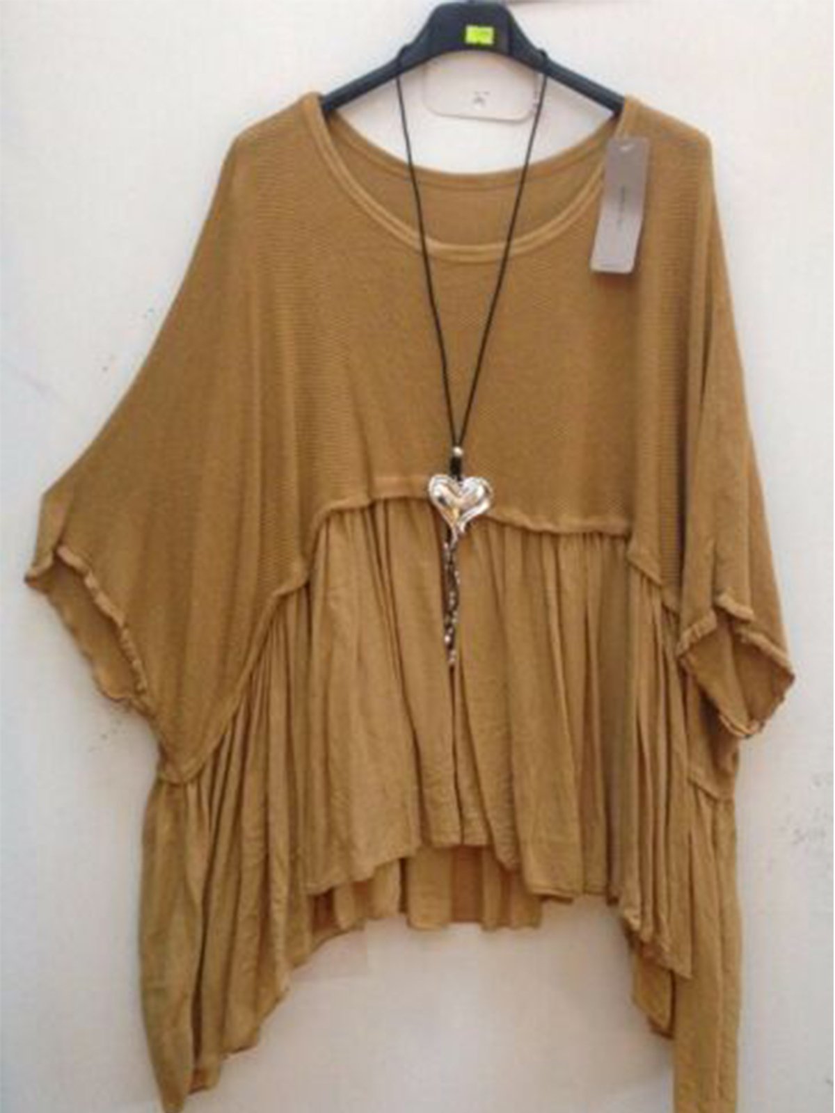 Plus Size Paneled Batwing Asymmetrical T-shirts