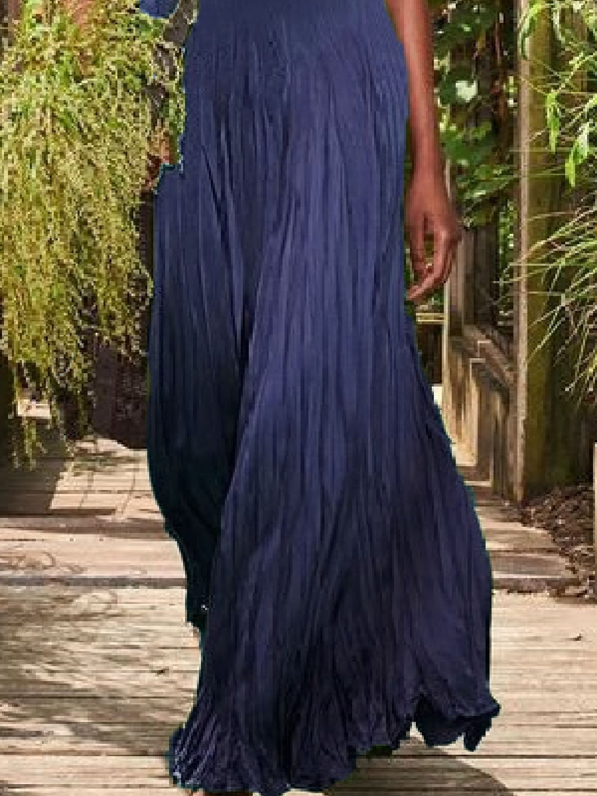 Vintage Solid Crew Neck Dresses