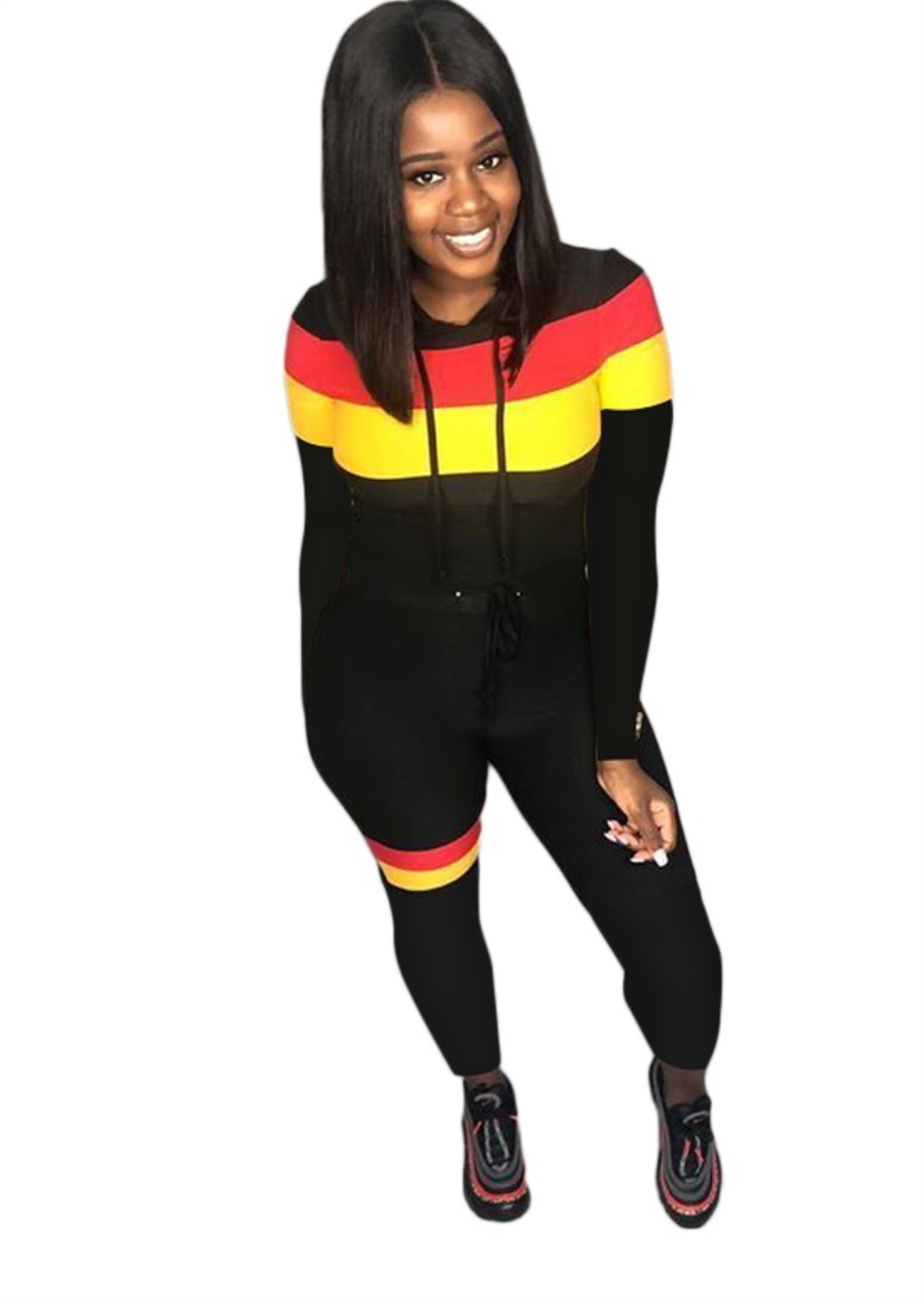 Sexy Tight Contrast Hoody Shirt and Pants