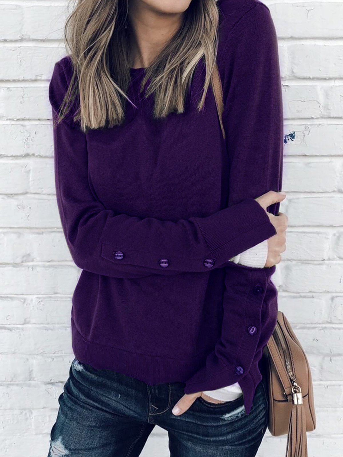 Elegant Solid Long Sleeve T-Shirts